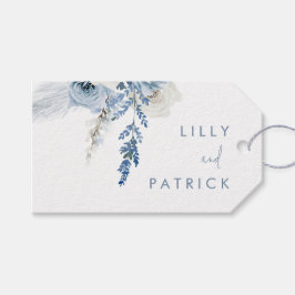 Dusty Blue Boho Blommigt Wedding Favor Presentetikett