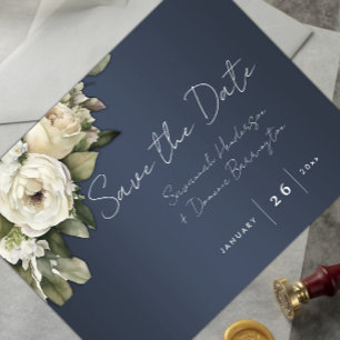 Dusty Blue Boho Bröllop spara datum Meddelande Vykort