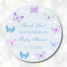 Dusty Blue Boho Butterfly Baby Shower Tack