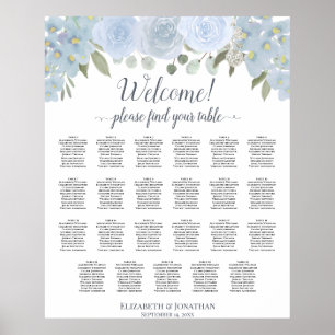 Dusty Blue Boho Chic Ro 23 Bord Sittdiagram Poster