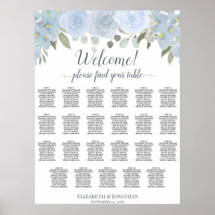 Dusty Blue Boho Chic Ro 23 Bord Sittdiagram Poster
