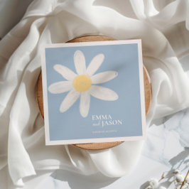 Dusty Blue Boho Daisy Blommigt Napkins Pappersservett