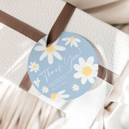 Dusty Blue Boho Daisy Flower Favor Taggs Gåvor Etiketter