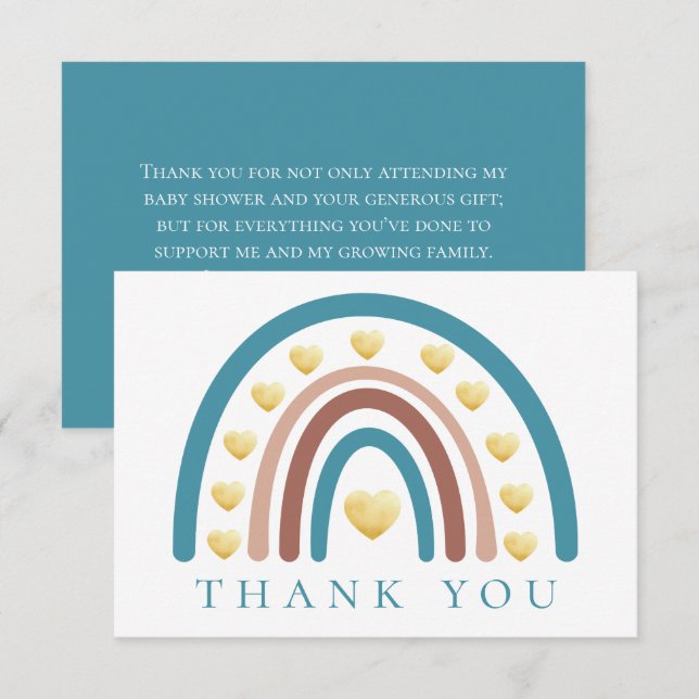 Dusty Blue Boho Rainbow Baby Shower - tack för dit Kort (Fram/baksida)