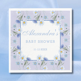 Dusty Blue Boho WildblomBaby Shower Pappersservett