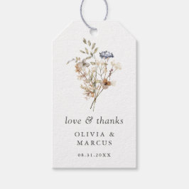 Dusty Blue Boho Wildblomma Bröllop Presentetikett