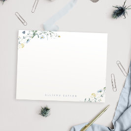 Dusty Blue Boho Wildblomme Personlig Stationery Anteckningskort