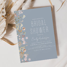 Dusty Blue Boho WildblomMöhippa Bloom Inbjudningar
