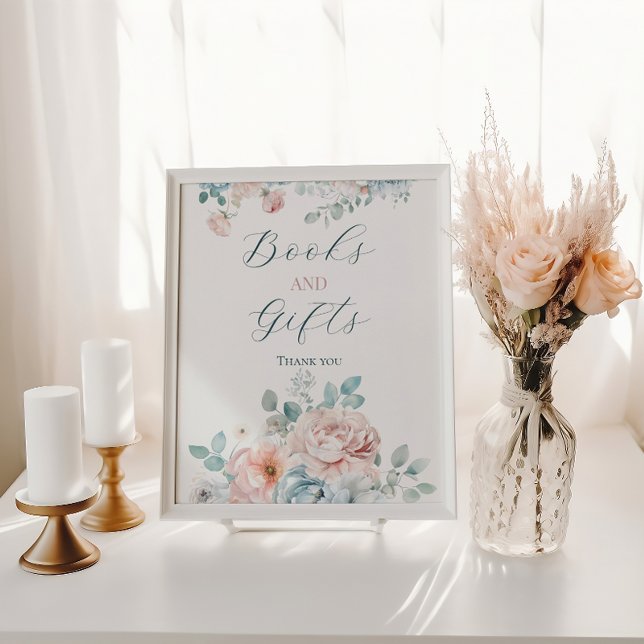 Dusty Blue Bokar och presenter Baby Shower Poster (Skapare uppladdad)