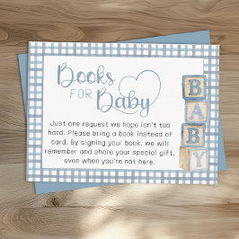 Dusty Blue Books for Baby Card Baby Shower Insert Tilläggskort