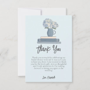 Dusty Blue Books Hydrangea Blommor Bröllopsdusch Tack Kort