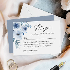 Dusty Blue Botanical Blommigt Budget Small OSA kor Anteckningskort