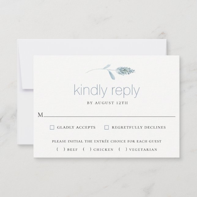Dusty Blue Botanical Bröllop OSA Card (Framsida)