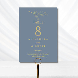 Dusty Blue Botanical Christian Wedding    Table Nu Bordsnummer