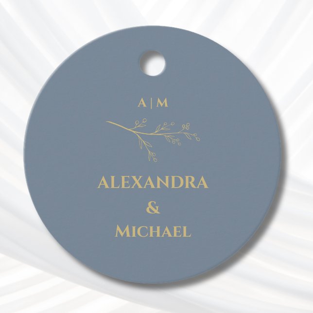 Dusty Blue Botanical Christian Wedding Thank You Gåvor Etiketter (Skapare uppladdad)