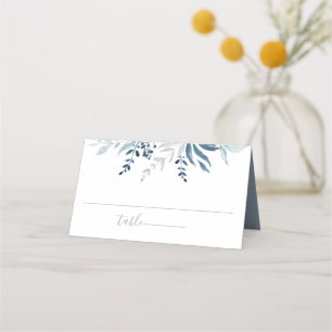 Dusty Blue Botanical Foliage Bröllop Placeringskort