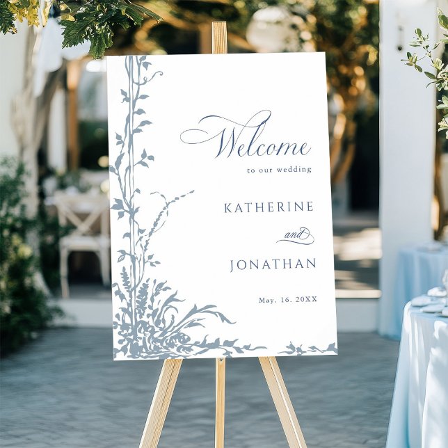 Dusty Blue Botanical Garden Wedding Welcome  Poster (Skapare uppladdad)