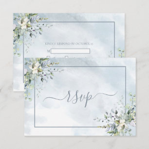 Dusty Blue Botanical Greenery Watercolor OSA Kort