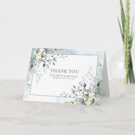 Dusty Blue Botanical Greenery Watercolor Tack Kort