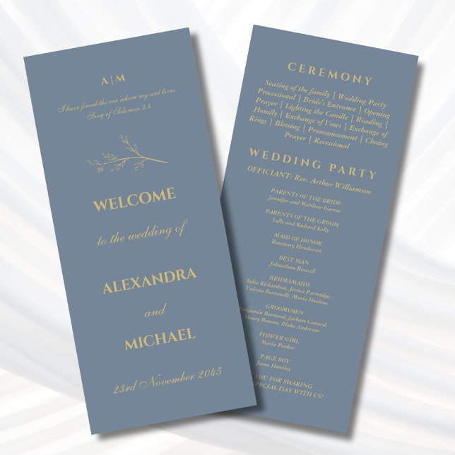 Dusty Blue Botanical Minimalist Christian Wedding  Program (Skapare uppladdad)