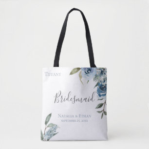Dusty Blue Botanical Personlig Bridesmaid Tygkasse
