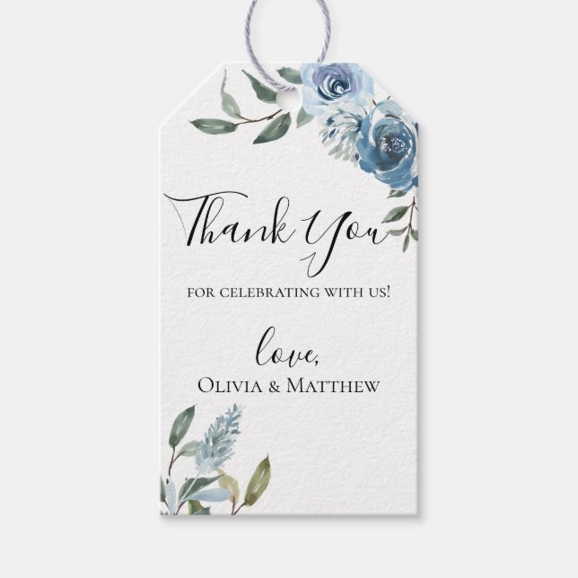 Dusty Blue Botanical Tack Presentetikett (Framsidan)