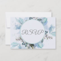 Dusty Blue Botanical Watercolor Bröllop OSA
