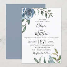 Dusty Blue Botanical Wedding bjudande