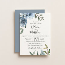 Dusty Blue Botanical Wedding bjudande
