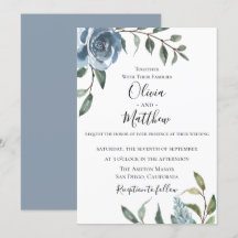 Dusty Blue Botanical Wedding bjudande