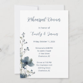 Dusty Blue Botanical Wedding Inbjudningar