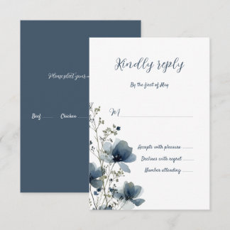 Dusty Blue Botanical Wedding OSA Kort