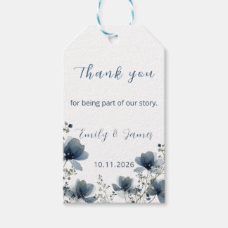 Dusty Blue Botanical Wedding Presentetikett