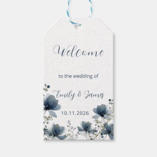 Dusty Blue Botanical Wedding Presentetikett