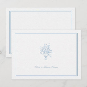 Dusty Blue Bouquet Classic Ram Bröllop par Anteckningskort