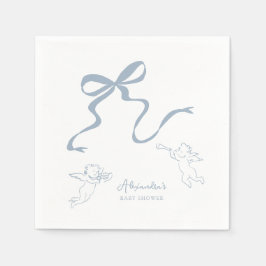 Dusty Blue Bow Baby Shower Napkin Pappersservett