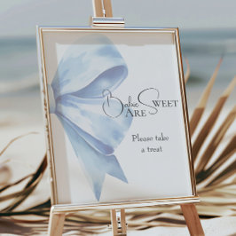 Dusty Blue Bow Baby Shower Spädbarn är sötad Poster