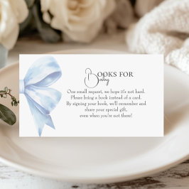 Dusty Blue Bow Bok för Baby Baby Shower Boy Tilläggskort