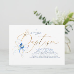 Dusty Blue Bow Elegant Minimalistisk Modern Dop Inbjudningar