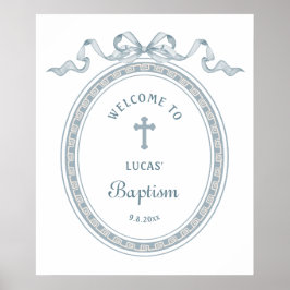 Dusty Blue Bow Grekiska Ram-baptism Poster
