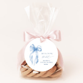 Dusty Blue Bow Hon förlovar sig Bröllopsfestival Gåvor Etiketter