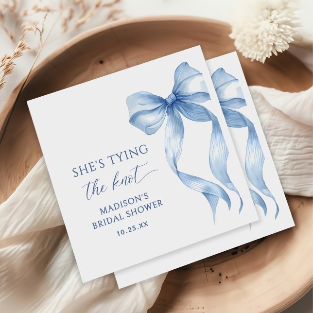 Dusty Blue Bow Hon Gifter sig Möhippa Pappersservett (Skapare uppladdad)