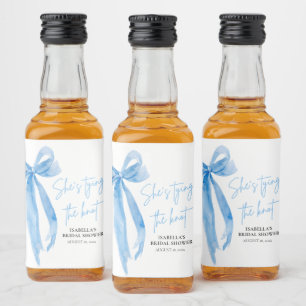 Dusty Blue Bow Hon Gifter sig Möhippa Spritflaskor Etikett