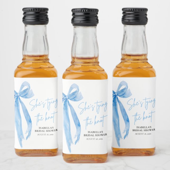 Dusty Blue Bow Hon Gifter sig Möhippa Spritflaskor Etikett (Flaskor)