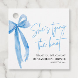 Dusty Blue Bow Hon knyter knuten Bridal Shower Gåvor Etiketter