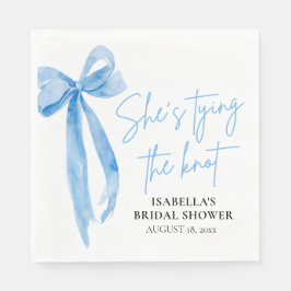 Dusty Blue Bow Hon knyter knuten Bridal Shower Pappersservett