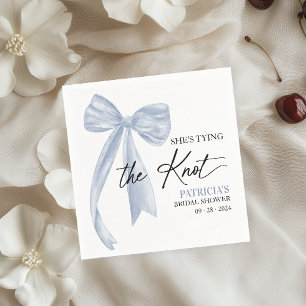 Dusty Blue Bow Hon knyter knuten Bridal Shower Pappersservett