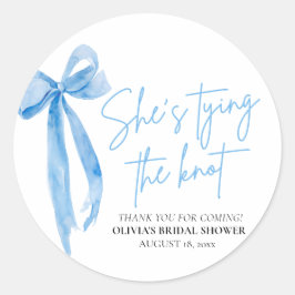 Dusty Blue Bow Hon knyter knuten Bridal Shower Runt Klistermärke