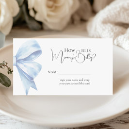 Dusty Blue Bow How Big is Mamma Belly Baby Shower Tilläggskort