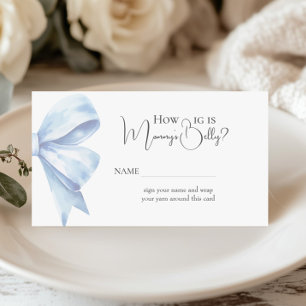 Dusty Blue Bow How Big is Mamma Belly Baby Shower Tilläggskort